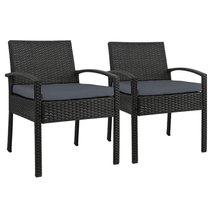 Gardeon 2PC Outdoor Dining Chairs Patio Furniture Rattan Lounge Chair Cushion Felix.