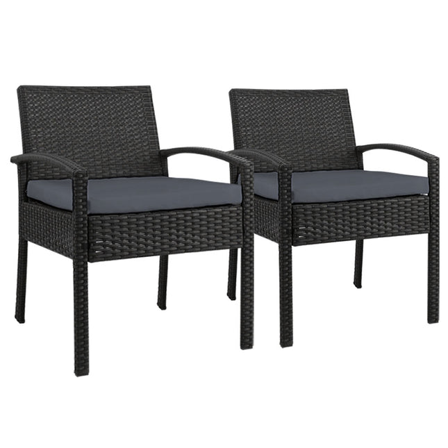 Gardeon 2PC Outdoor Dining Chairs Patio Furniture Rattan Lounge Chair Cushion Felix.
