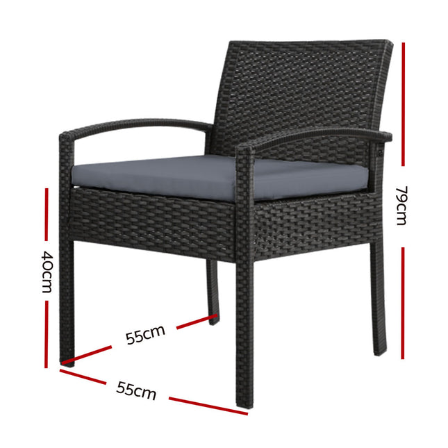 Gardeon 2PC Outdoor Dining Chairs Patio Furniture Rattan Lounge Chair Cushion Felix.