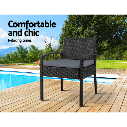 Gardeon 2PC Outdoor Dining Chairs Patio Furniture Rattan Lounge Chair Cushion Felix.