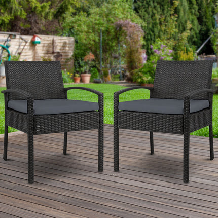 Gardeon 2PC Outdoor Dining Chairs Patio Furniture Rattan Lounge Chair Cushion Felix.