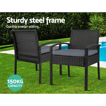 Gardeon 2PC Outdoor Dining Chairs Patio Furniture Rattan Lounge Chair Cushion Felix.
