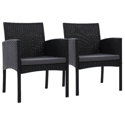 Gardeon 2PC Outdoor Dining Chairs Patio Furniture Rattan Lounge Chair XL Ezra.