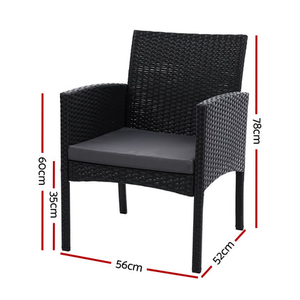 Gardeon 2PC Outdoor Dining Chairs Patio Furniture Rattan Lounge Chair XL Ezra.