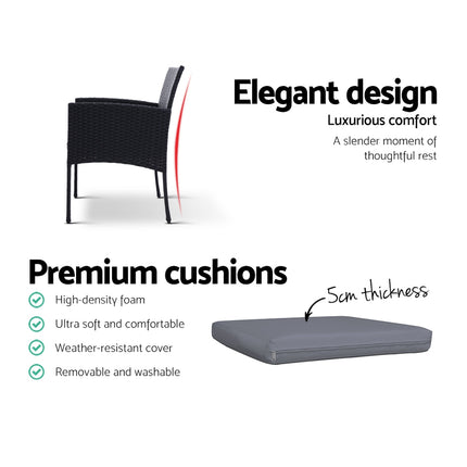 Gardeon 2PC Outdoor Dining Chairs Patio Furniture Rattan Lounge Chair XL Ezra.