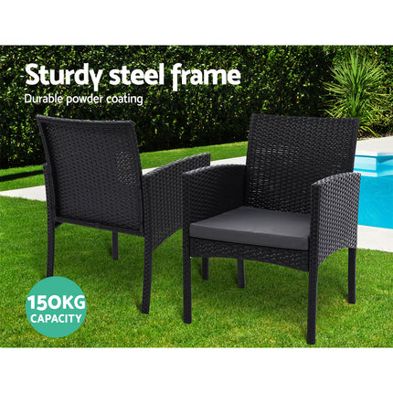 Gardeon 2PC Outdoor Dining Chairs Patio Furniture Rattan Lounge Chair XL Ezra.