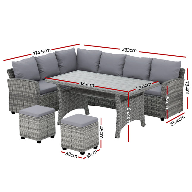Gardeon Outdoor Dining Set Wicker Table Chairs Setting 8 Seater.