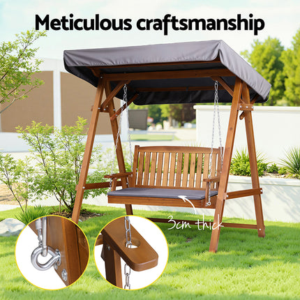 Gardeon Swing Chair Wooden Garden Bench Canopy 2 Seater Outdoor Furniture.