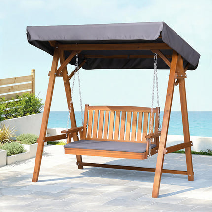 Gardeon Swing Chair Wooden Garden Bench Canopy 2 Seater Outdoor Furniture.