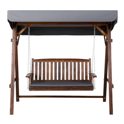 Gardeon Wooden Swing Chair Garden Bench Canopy 3 Seater Outdoor Furniture.