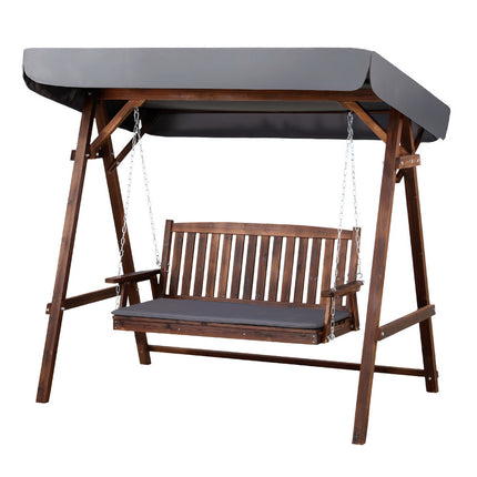 Gardeon Wooden Swing Chair Garden Bench Canopy 3 Seater Outdoor Furniture.
