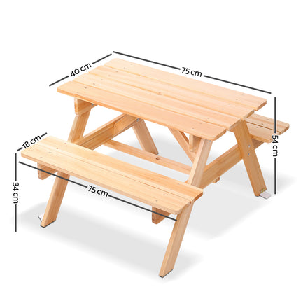 Keezi Kids Outdoor Table and Chairs Picnic Bench Set Children Wooden.