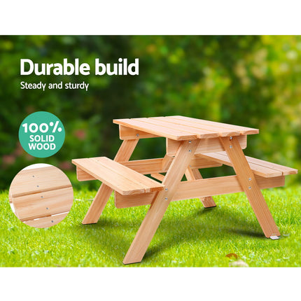 Keezi Kids Outdoor Table and Chairs Picnic Bench Set Children Wooden.