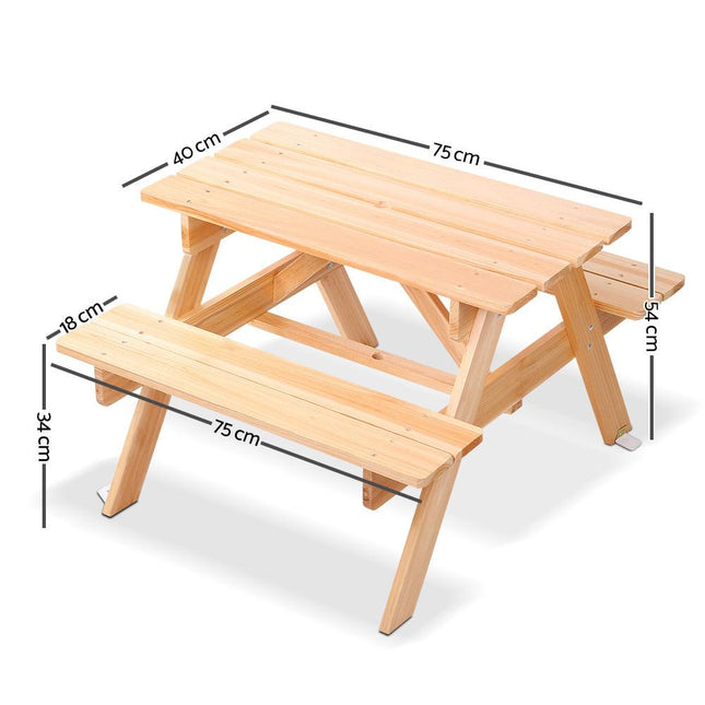Keezi Kids Wooden Picnic Table Set with Umbrella.
