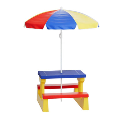 Keezi Kids Outdoor Table and Chairs Set Picnic Bench Umbrella Children Indoor.