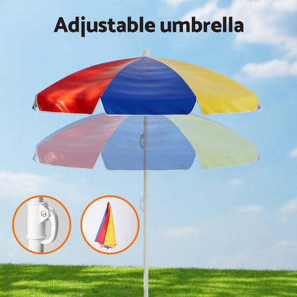Keezi Kids Outdoor Table and Chairs Set Picnic Bench Umbrella Children Indoor.