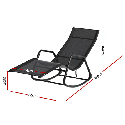Gardeon Sun Lounge Rocking Chair Outdoor Lounger Patio Furniture Pool Garden.
