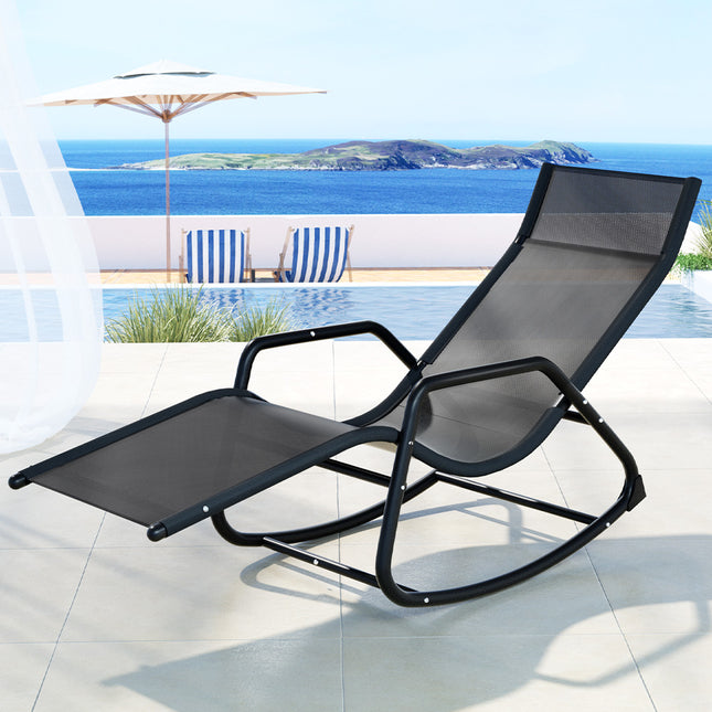 Gardeon Sun Lounge Rocking Chair Outdoor Lounger Patio Furniture Pool Garden.