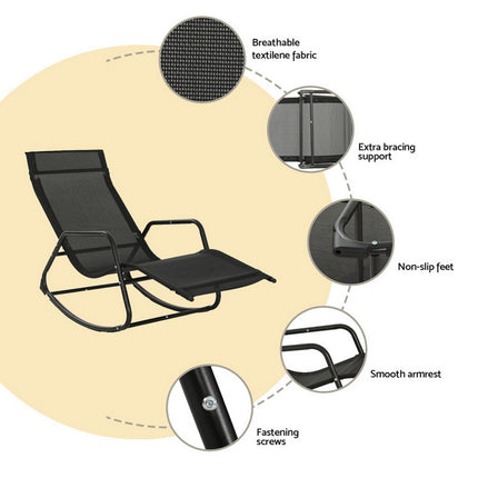 Gardeon Sun Lounge Rocking Chair Outdoor Lounger Patio Furniture Pool Garden.