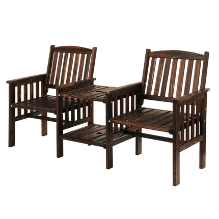 Gardeon Outdoor Garden Bench Loveseat Wooden Table Chairs Patio Furniture Charcoal.
