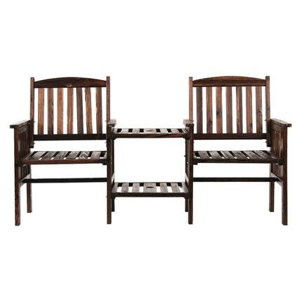 Gardeon Outdoor Garden Bench Loveseat Wooden Table Chairs Patio Furniture Charcoal.