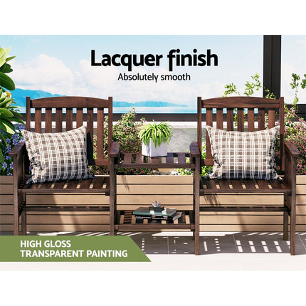 Gardeon Outdoor Garden Bench Loveseat Wooden Table Chairs Patio Furniture Charcoal.