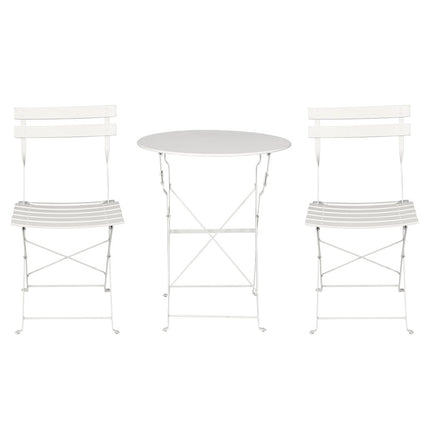 Gardeon 3PC Outdoor Bistro Set Steel Table and Chairs Patio Furniture White.