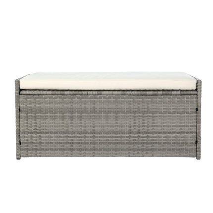 Gardeon Outdoor Storage Bench Box Wicker Garden Sheds Tools Cushion Patio Furniture Grey.