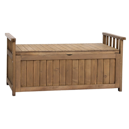 Gardeon Outdoor Storage Bench Box Wooden Garden Toy Tool Sheds Patio Furniture Brown.