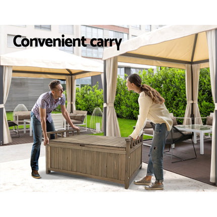 Gardeon Outdoor Storage Bench Box Wooden Garden Toy Tool Sheds Patio Furniture Brown.