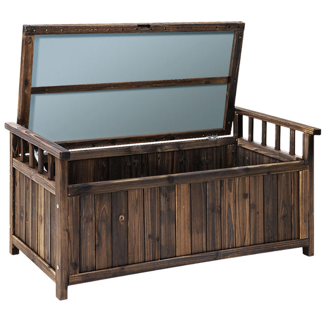 Gardeon Outdoor Storage Bench Box Wooden Garden Toy Tool Shed Patio Furniture Charcoal.