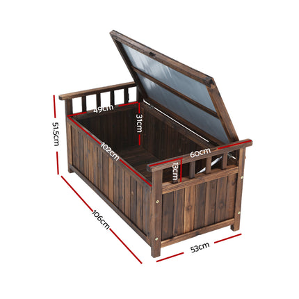 Gardeon Outdoor Storage Bench Box Wooden Garden Toy Tool Shed Patio Furniture Charcoal.