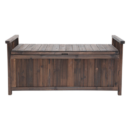 Gardeon Outdoor Storage Bench Box Wooden Garden Toy Tool Shed Patio Furniture Charcoal.