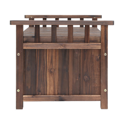 Gardeon Outdoor Storage Bench Box Wooden Garden Toy Tool Shed Patio Furniture Charcoal.