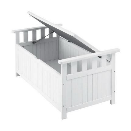 Gardeon Outdoor Storage Bench Box Wooden Garden Toy Tool Patio Furniture White.