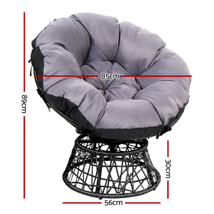 Gardeon Outdoor Chairs Outdoor Furniture Papasan Chair Wicker Patio Garden Black.