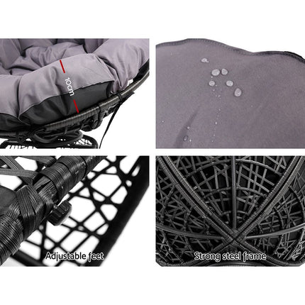 Gardeon Outdoor Chairs Outdoor Furniture Papasan Chair Wicker Patio Garden Black.