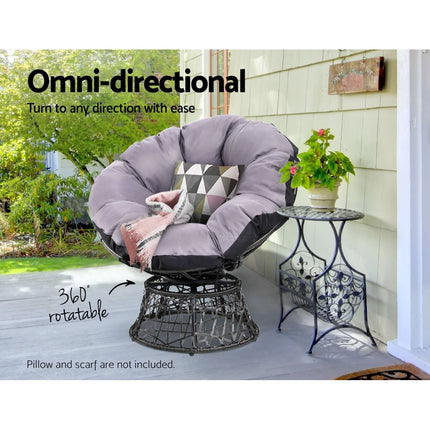 Gardeon Outdoor Chairs Outdoor Furniture Papasan Chair Wicker Patio Garden Black.
