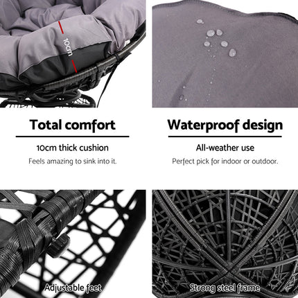 Gardeon Outdoor Chairs Outdoor Furniture Papasan Chair Wicker Patio Garden Black.