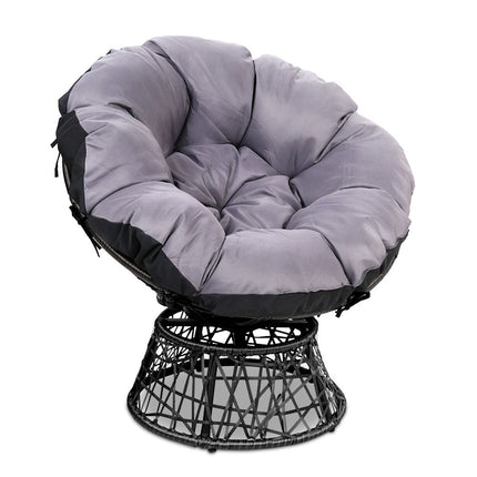 Gardeon Outdoor Chairs Outdoor Furniture Papasan Chair Wicker Patio Garden Black.