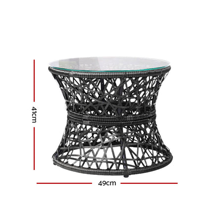 Gardeon Outdoor Lounge Setting Papasan Chair Wicker Table Garden Furniture Black.