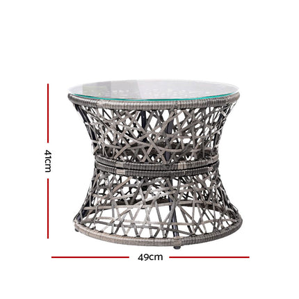 Gardeon Outdoor Lounge Setting Papasan Chair Wicker Table Garden Furniture Grey.