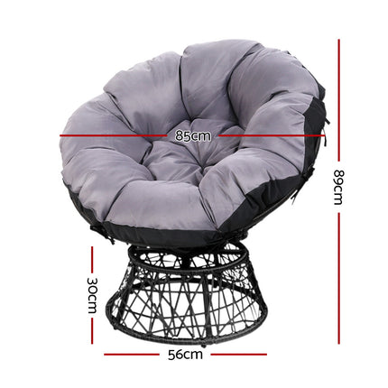 Gardeon Outdoor Lounge Setting Furniture Wicker Papasan Chairs Table Patio Black.