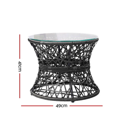 Gardeon Outdoor Lounge Setting Furniture Wicker Papasan Chairs Table Patio Black.