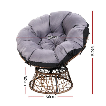 Gardeon Outdoor Lounge Setting Furniture Wicker Papasan Chairs Table Patio Brown.