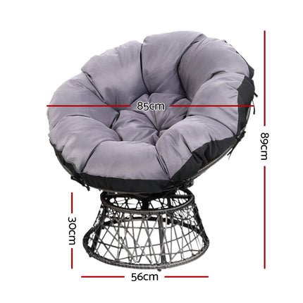 Gardeon Outdoor Lounge Setting Furniture Wicker Papasan Chairs Table Patio Grey.
