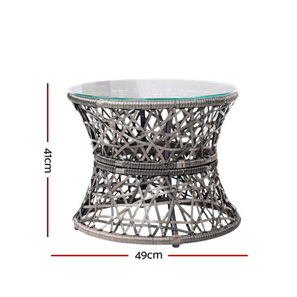 Gardeon Outdoor Lounge Setting Furniture Wicker Papasan Chairs Table Patio Grey.
