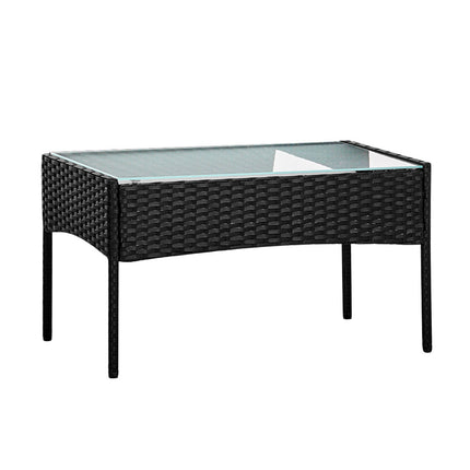 Gardeon 4 Seater Outdoor Sofa Set with Storage Cover Wicker Table Chair Black.