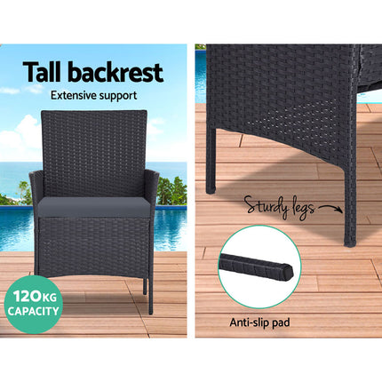 Gardeon 4 Seater Outdoor Sofa Set Wicker Setting Table Chair Furniture Dark Grey.