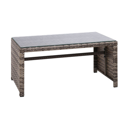Gardeon 4 PCS Outdoor Sofa Set with Storage Cover Rattan Chair Furniture Grey.